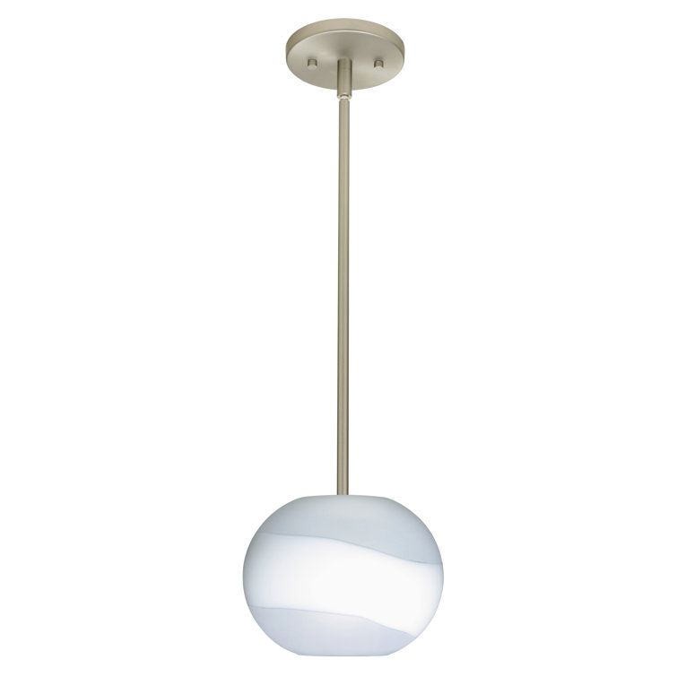 Luna Contemporary Globe Pendant in Satin Nickel with Opal Frost Glass