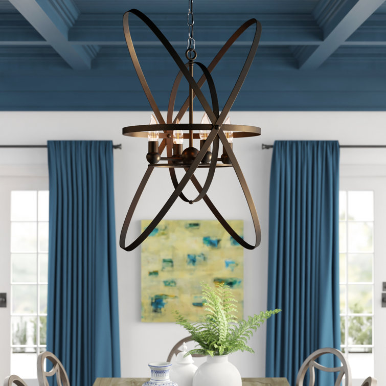 Sassari 29.5'' Black Metal and Glass Contemporary Chandelier