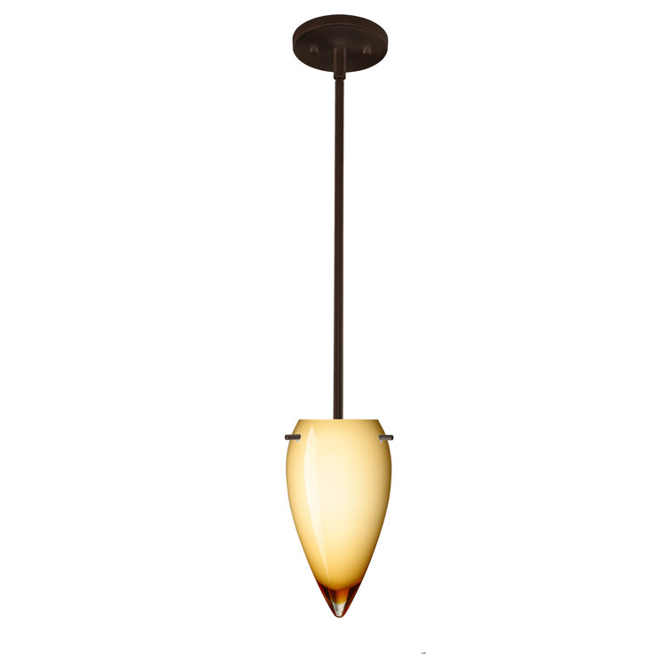 Amber Cloud Glass Bronze Teardrop Pendant Light