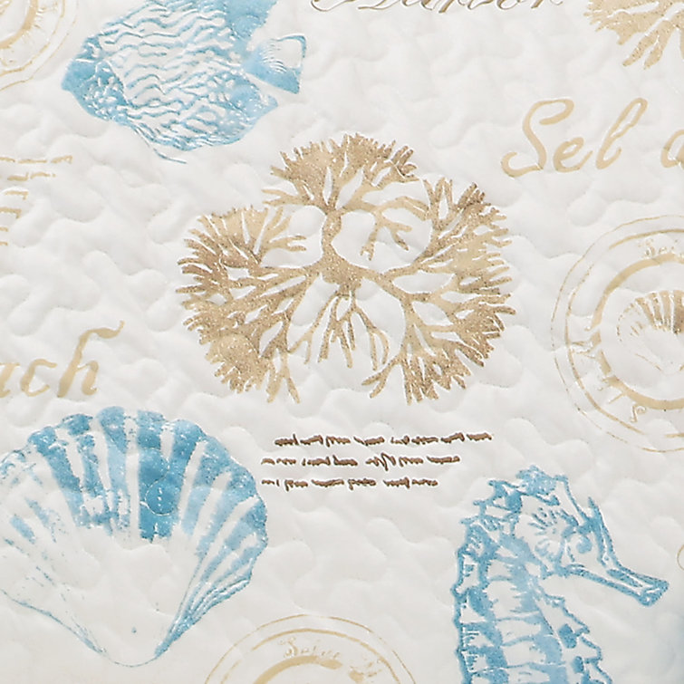 Harbor Life Blue and Taupe Coastal Loveseat Slipcover