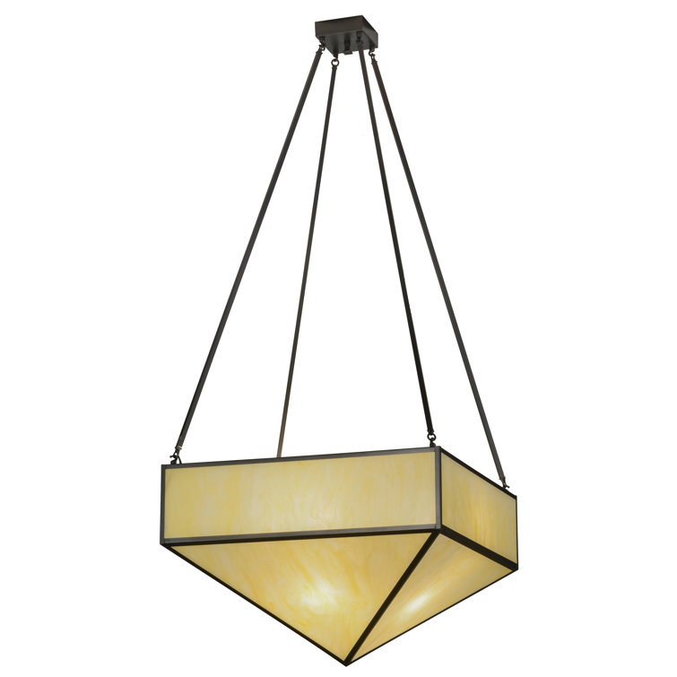 Mission Prime Solar Black 72" Geometric Chandelier with Silver Mica Lanterns