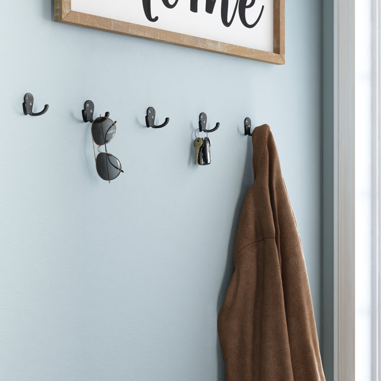 Matte Black Double Prong Wall Mounted Robe Hook Set