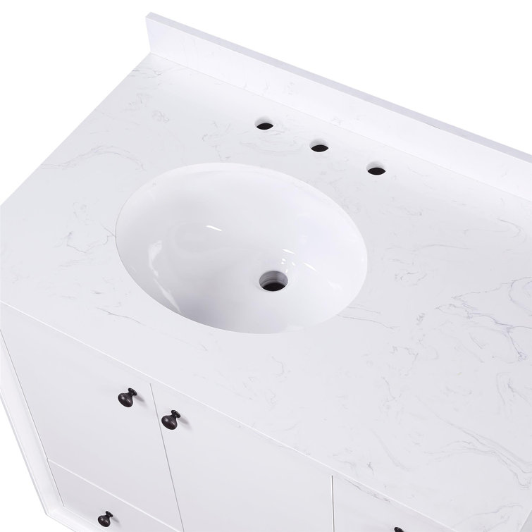 Bleeker 36'' White Wood Bathroom Vanity with Granite Top