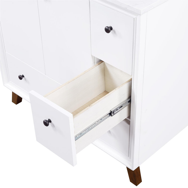 Bleeker 36'' White Wood Bathroom Vanity with Granite Top