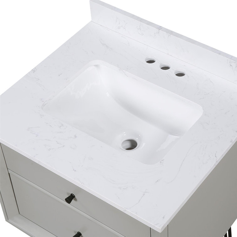 Midcentury Modern Tribecca 24" Wall-Mounted Vanity in Matte Gray