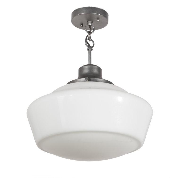 Pewter Finish Glass Globe LED Indoor/Outdoor Pendant
