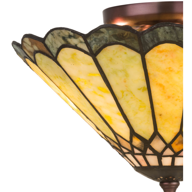 Jadestone Black and Yellow Glass 3-Light Flush Mount