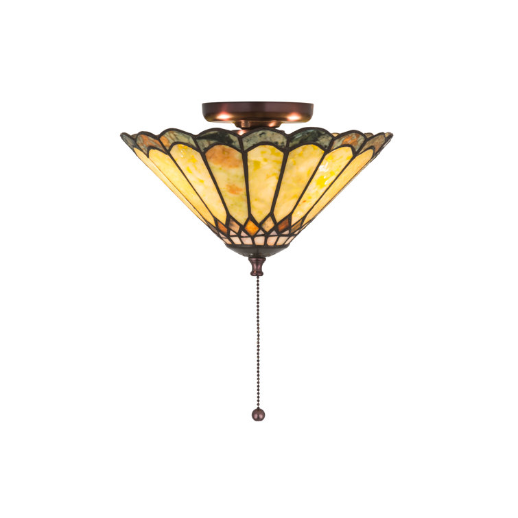 Jadestone Black and Yellow Glass 3-Light Flush Mount