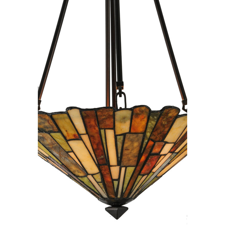 Mahogany Bronze 17" Stained Glass Semi-Flush Mount Light