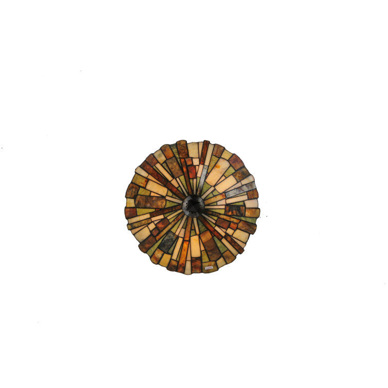 Mahogany Bronze 17" Stained Glass Semi-Flush Mount Light