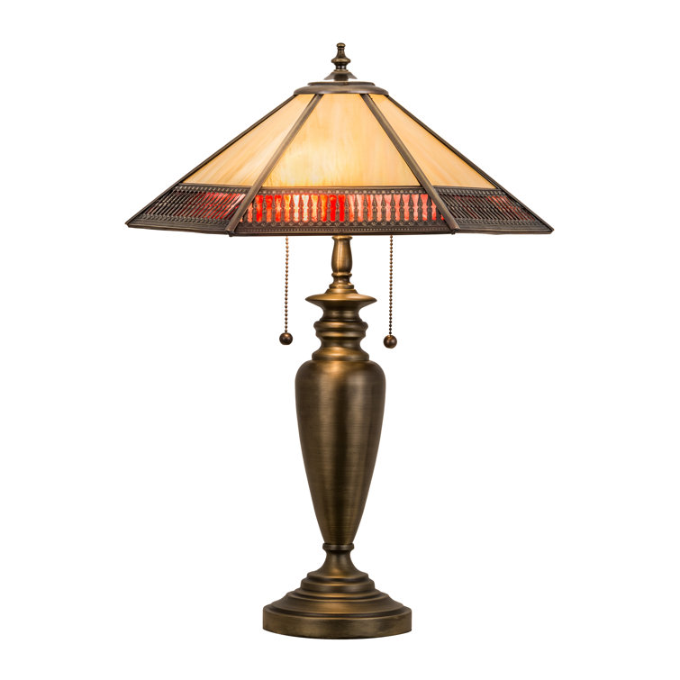 Antique Brass and Glass Gothic Table Lamp, 25"