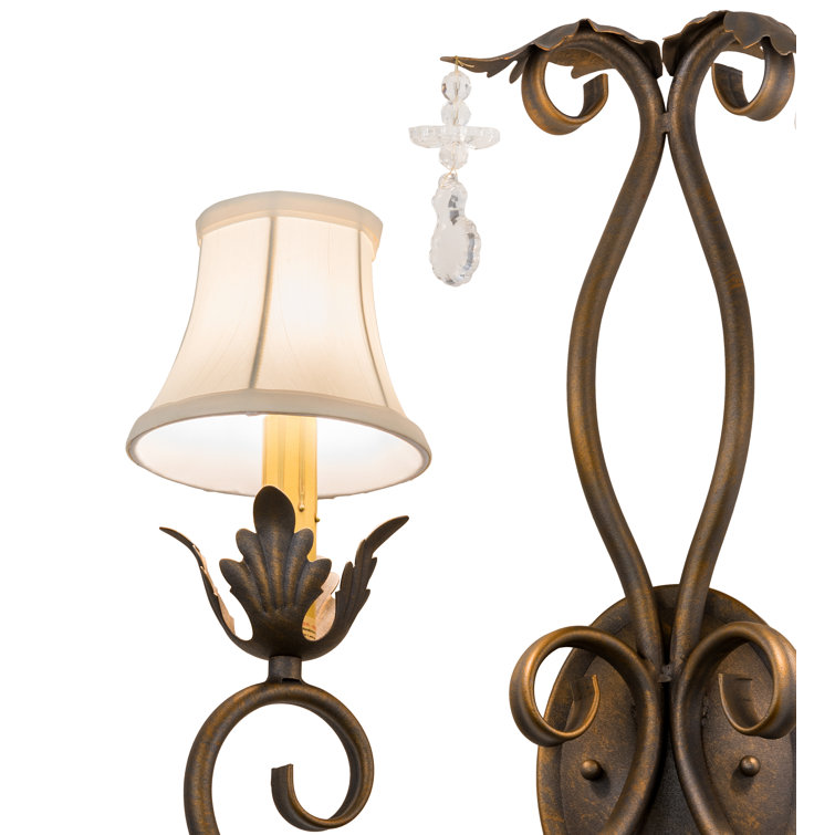 Felicia French Bronze 2-Light Wall Sconce with Crystal Accents