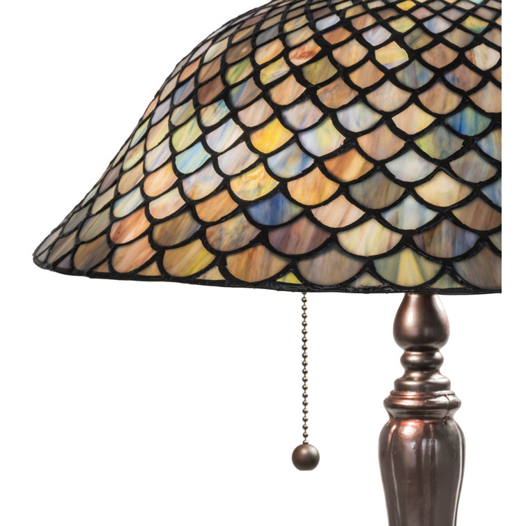 Multicolor Stained Glass and Bronze Tiffany Table Lamp