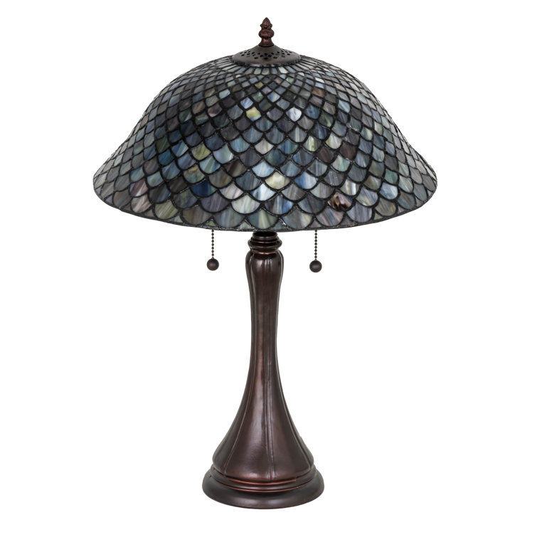 Multicolor Stained Glass and Bronze Tiffany Table Lamp