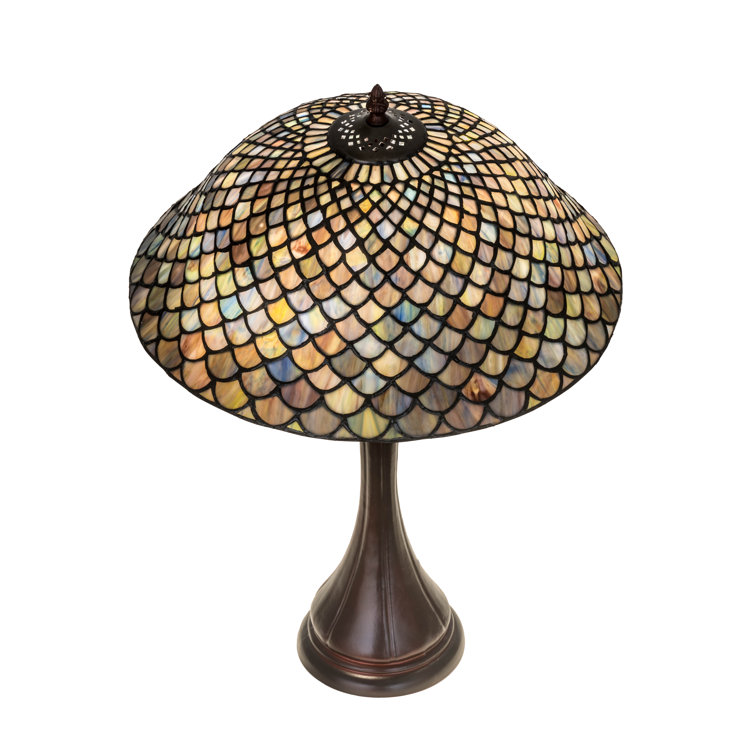 Multicolor Stained Glass and Bronze Tiffany Table Lamp