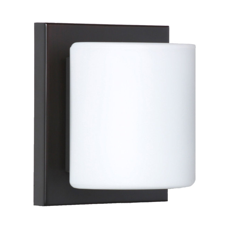 Bronze Dimmable Steel Sconce with Opal Glass