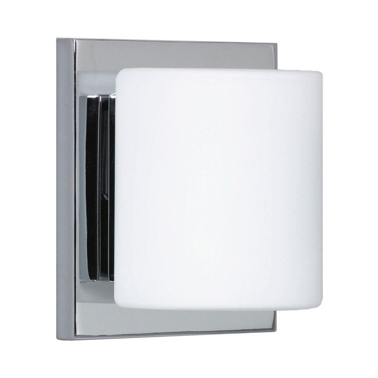 Bronze Dimmable Steel Sconce with Opal Glass