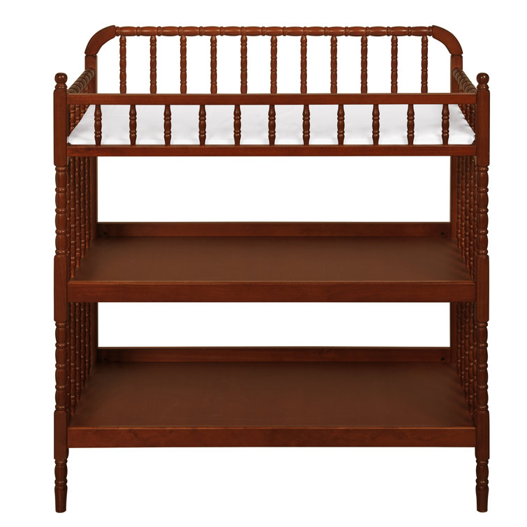 Rich Cherry Wood Traditional Baby Changing Table with Safety Strap