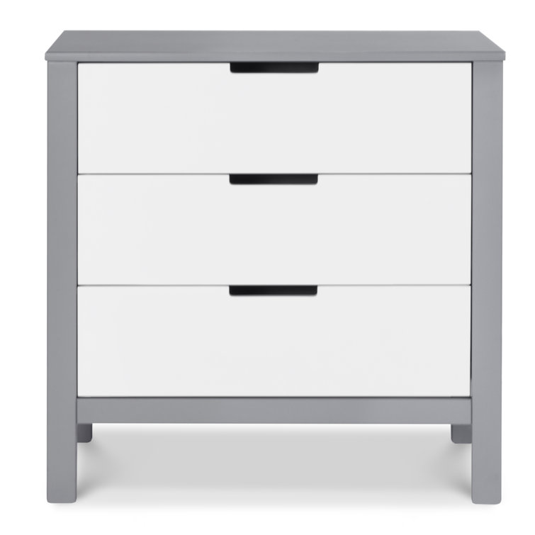 Colby Streamlined 3-Drawer Nursery Dresser in Gray and White