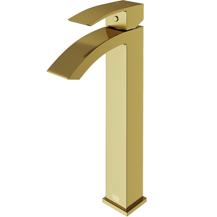 Matte Gold Single-Handle Waterfall Vessel Bathroom Faucet