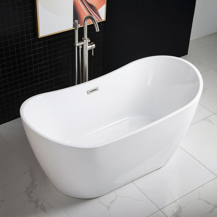 59'' White Acrylic Freestanding Double Slipper Soaking Tub