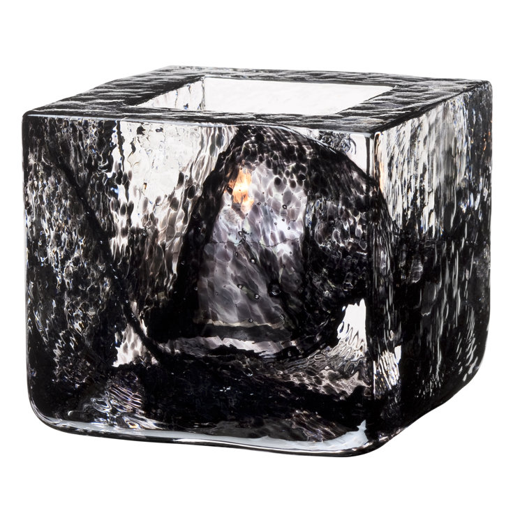 Anna Ehrner Black Glass Tabletop Votive Holder