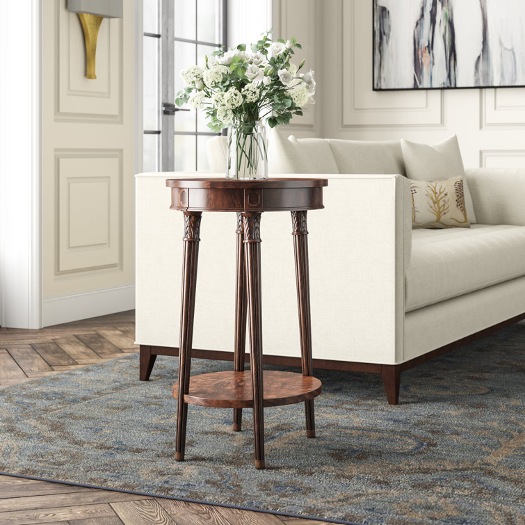 Oval Brown Solid Wood Essential End Table with Shelf