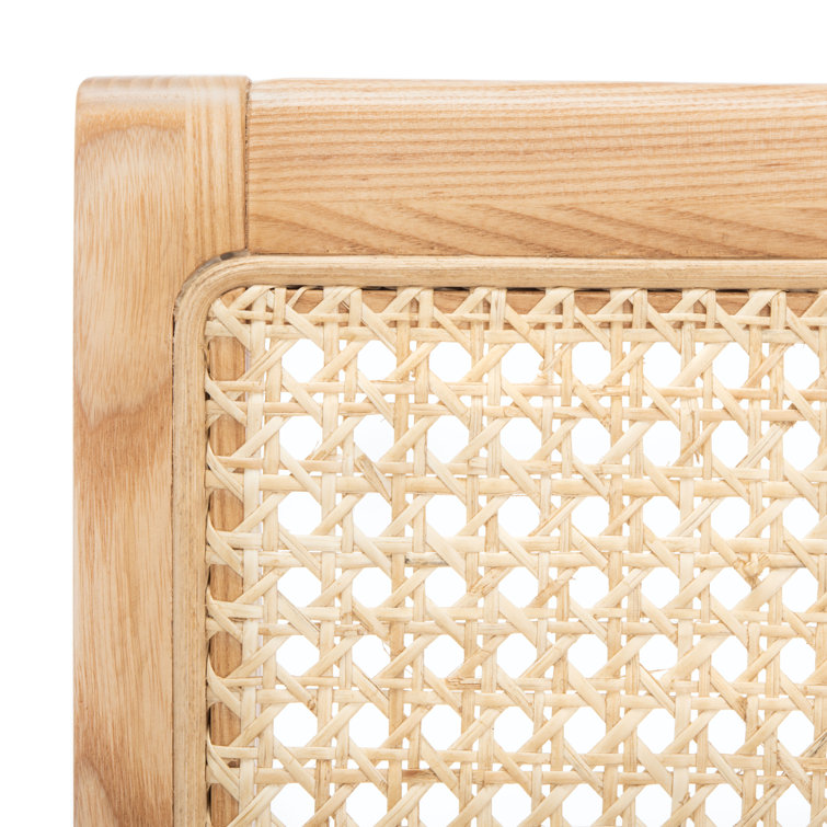 Hattie Natural Brown Wood and Woven Cane Side Chair, Set of 2