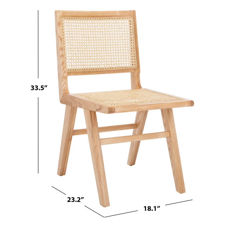 Hattie Natural Brown Wood and Woven Cane Side Chair, Set of 2
