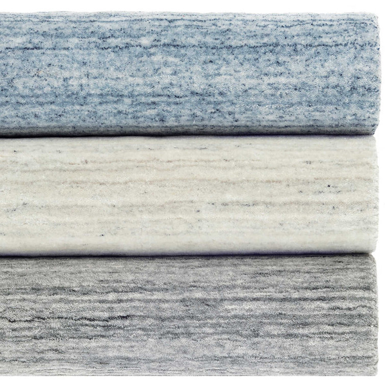 Nordic Sky Stripe Reversible Blue Wool-Blend Rug 36"L x 24"W