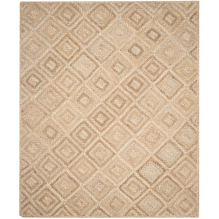 Natural Beige Handwoven Jute Geometric Area Rug