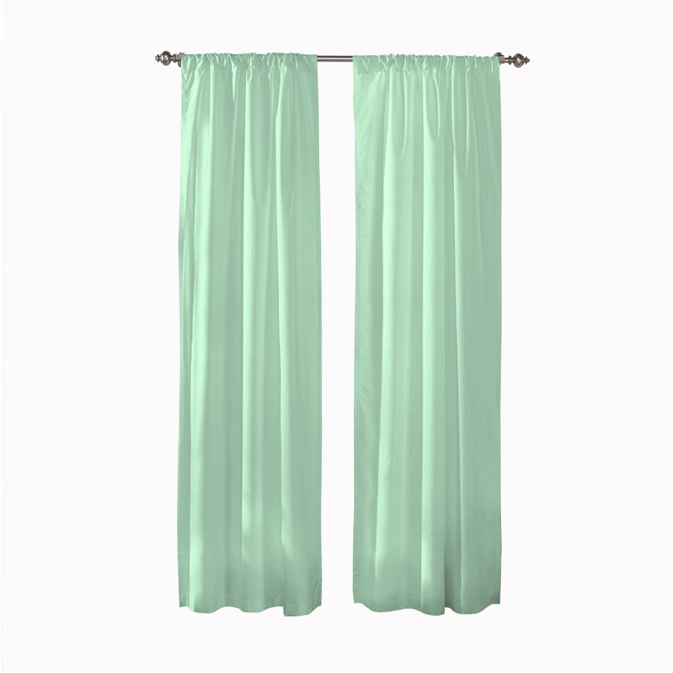 Teal Blue Light-Filtering Polyester Rod Pocket Curtain Panels, 63"