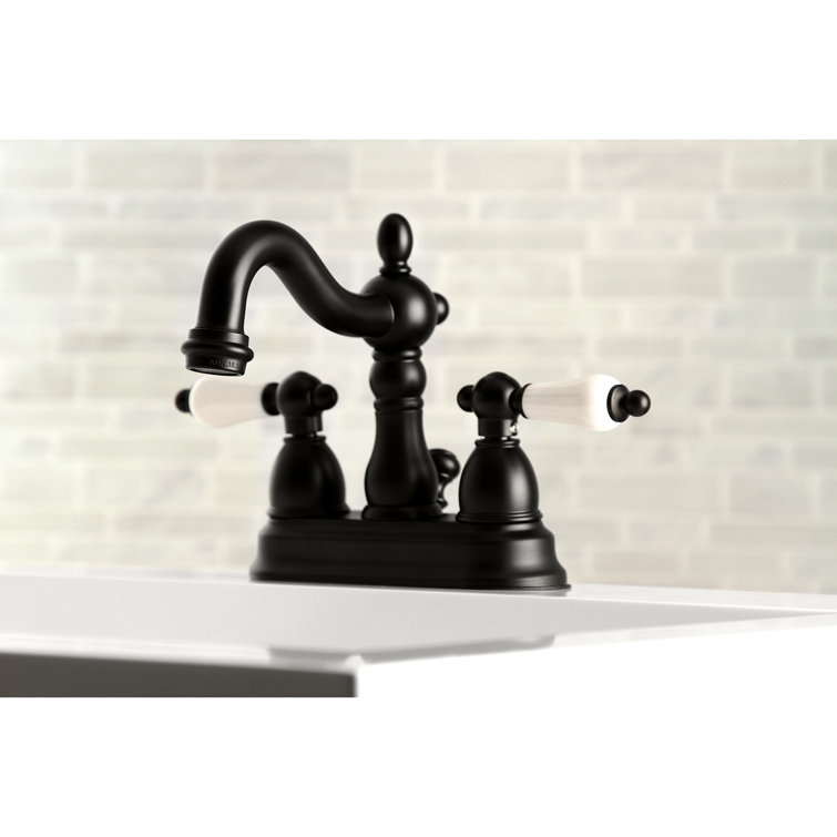 Matte Black 4" Centerset Bathroom Faucet with Pop-Up Drain