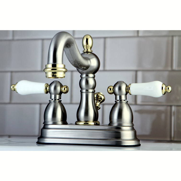 Heritage Dual-Tone Centerset Lavatory Faucet with Porcelain Lever