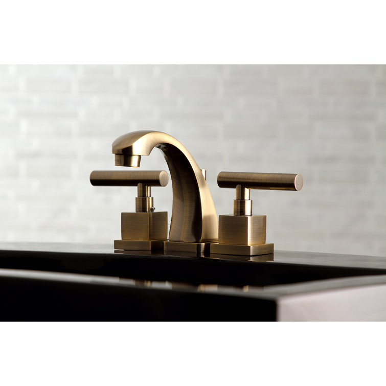 Antique Brass Widespread Bathroom Faucet with Drain Assembly