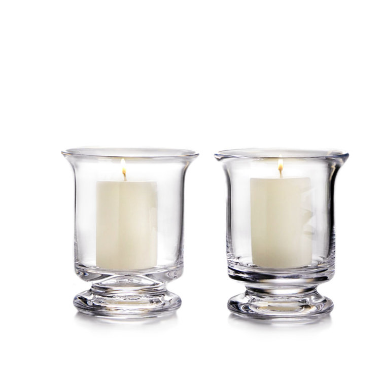 Simon Pearce Small Clear Glass Hurricane Candle Holders