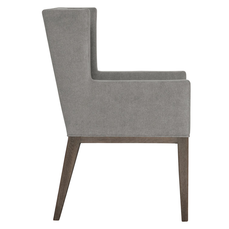 Cerused Charcoal Gray Upholstered Arm Chair with Wood Frame