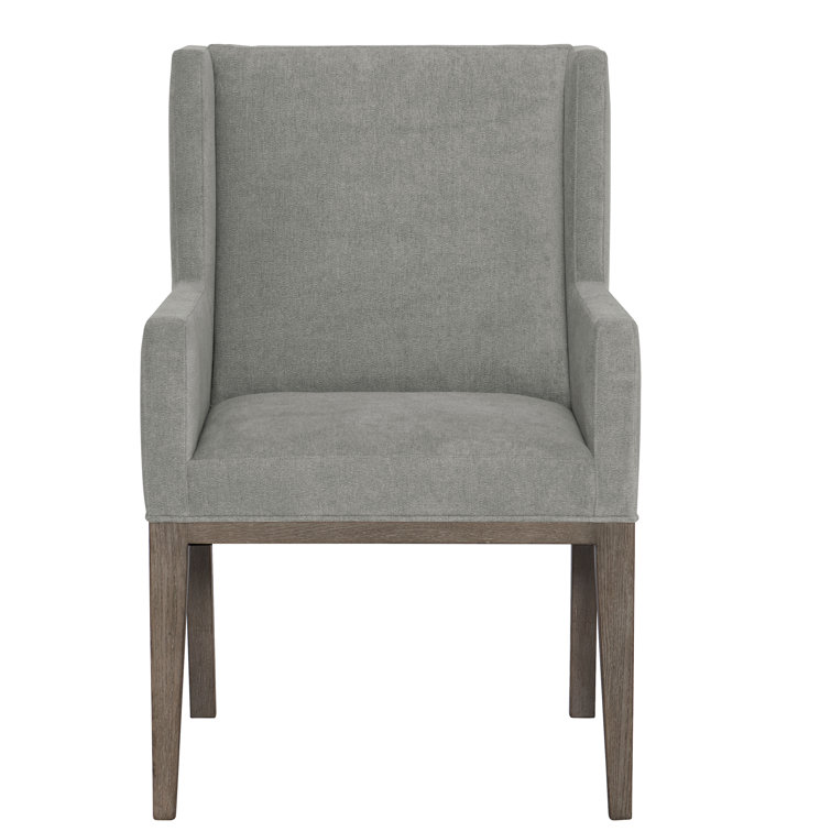 Cerused Charcoal Gray Upholstered Arm Chair with Wood Frame