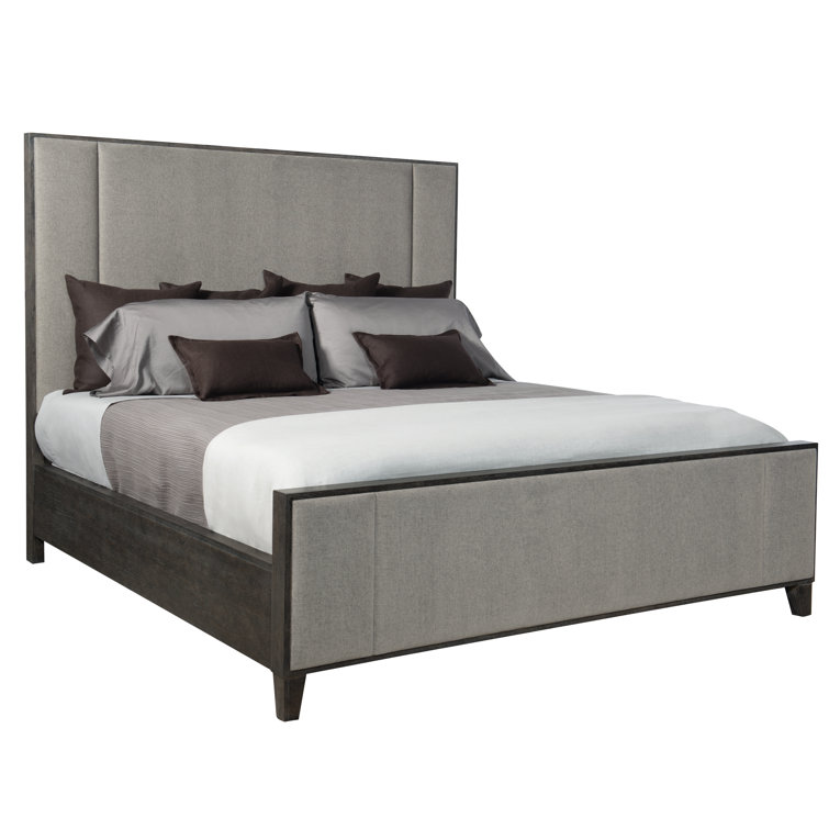 King Cerused Charcoal Oak Upholstered Bed with Slats