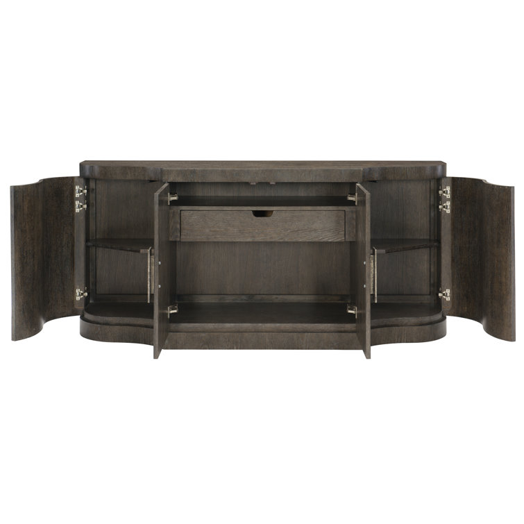 Transitional Cerused Charcoal Oak 72'' Sideboard with Silverware Drawer