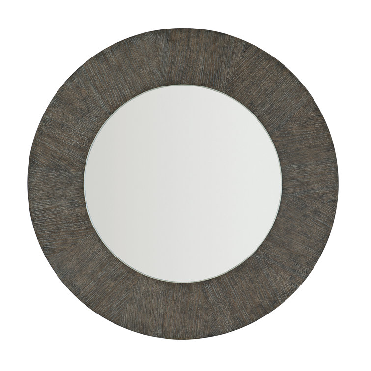 Transitional 44'' Cerused Charcoal Round Oak Mirror
