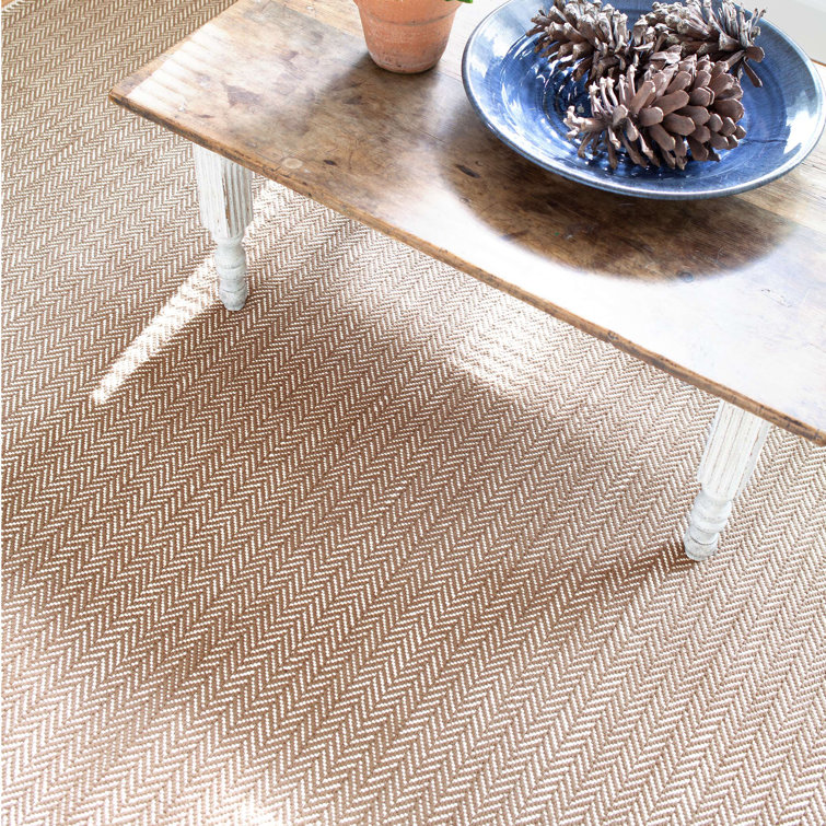 Indigo & Ivory Herringbone Handwoven Cotton Rug 4' x 6'