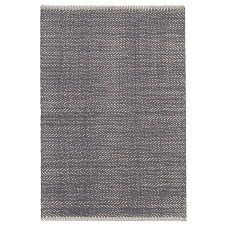 Sophisticated Grey Herringbone Handmade Wool-Blend Rug 2' x 3'