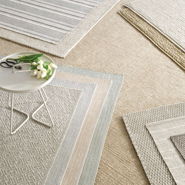 Linen White Herringbone Handwoven Synthetic 6' x 9' Rug