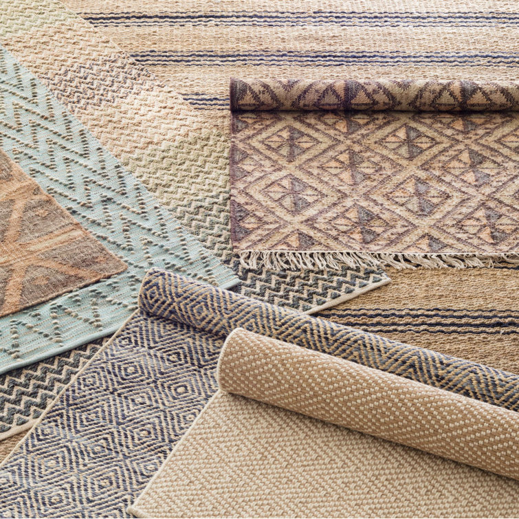 Handmade Braided Blue and Natural Stripe Reversible Rug 10' x 14'