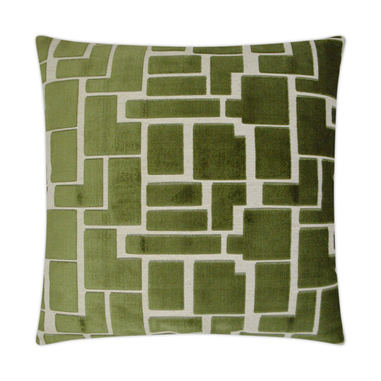 Olive and White Linen Square Decorative Throw Pillow 24" x 24"