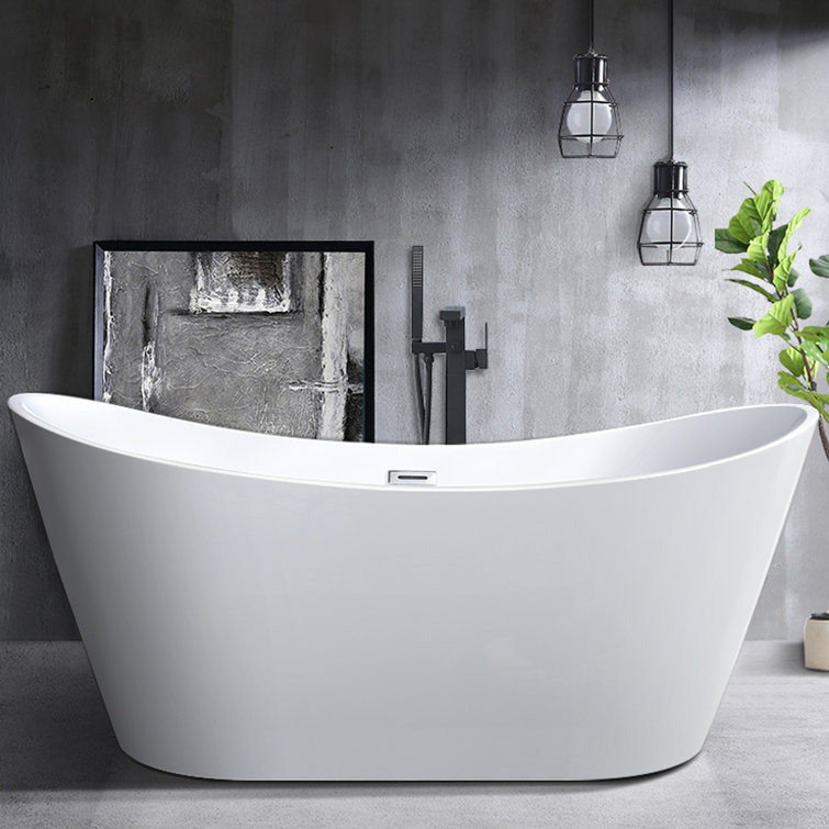 Ophelia 71" White Acrylic Freestanding Soaking Bathtub