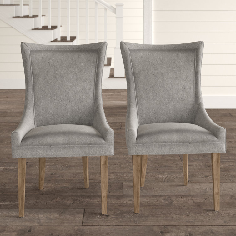Dark Gray Upholstered High Back Side Chair Set
