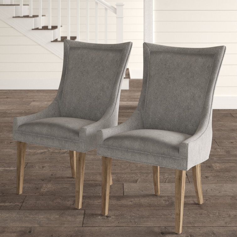 Dark Gray Upholstered High Back Side Chair Set