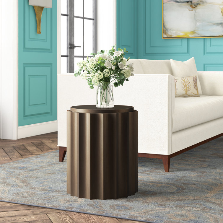 Contemporary Nickel Plated Round Fluted Column Table